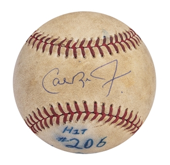 1983 Cal Ripken Jr. Game Used & Signed OAL MacPhail Baseball Used on 9/29/83 for Hit #206 for the 83 Season - Set Orioles Single Season Hit Record (Ripken LOA)